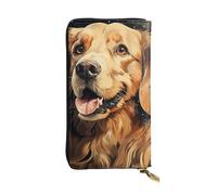 FZQVSLCM Golden Retriever Leather Wallet for Women Long Coin Purse Ultra Slim Credit Cards Holder Bifold Clutch