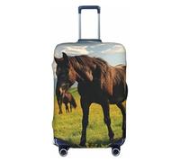 FZQVSLCM Grazing wild horses Travel Luggage Cover Elastic Washable Suitcase Protector Anti-scratch Thicken Baggage Covers Fit 18-32 Inch, Black, XL