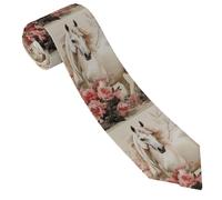 FZQVSLCM Horse Image Mens Ties Classic Silk Tie Formal Neckties Woven Jacquard Neck Ties, Black, One Size