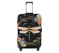FZQVSLCM Image of dragonfly in wreath Travel Luggage Cover Elastic Washable Suitcase Protector Anti-scratch Thicken Baggage Covers Fit 18-32 Inch, Black, L
