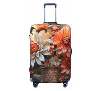 FZQVSLCM Orange Flowers Travel Luggage Cover Elastic Washable Suitcase Protector Anti-scratch Thicken Baggage Covers Fit 18-32 Inch, Black, S