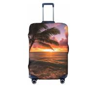 FZQVSLCM Palm Tree Sunset Beach Travel Luggage Cover Elastic Washable Suitcase Protector Anti-scratch Thicken Baggage Covers Fit 18-32 Inch, Black, L