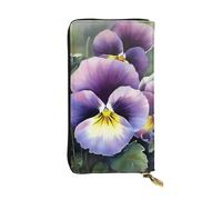 FZQVSLCM Pansy Perfection Leather Wallet for Women Long Coin Purse Ultra Slim Credit Cards Holder Bifold Clutch