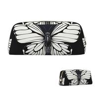 FZQVSLCM Pencil Case Leather Pen Bags Travel Makeup Bag A black and white butterfly Toiletry Bag Portable Cosmetic Bags Coin Purse, Gold, One Size