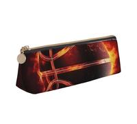 FZQVSLCM Pencil Case Leather Pen Bags Travel Makeup Bag Basketball in Fire Toiletry Bag Portable Cosmetic Bags Coin Purse