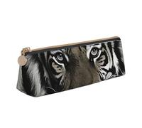 FZQVSLCM Pencil Case Leather Pen Bags Travel Makeup Bag Black and White Tiger Toiletry Bag Portable Cosmetic Bags Coin Purse