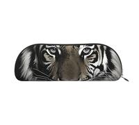 FZQVSLCM Pencil Case Leather Pen Bags Travel Makeup Bag Black and White Tiger Toiletry Bag Portable Cosmetic Bags Coin Purse, Gold, One Size