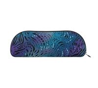 FZQVSLCM Pencil Case Leather Pen Bags Travel Makeup Bag Blue zebra print Toiletry Bag Portable Cosmetic Bags Coin Purse, Silver, One size