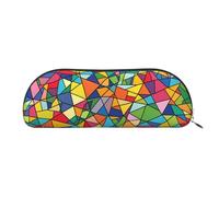 FZQVSLCM Pencil Case Leather Pen Bags Travel Makeup Bag Bright Geometric Shapes Toiletry Bag Portable Cosmetic Bags Coin Purse, Silver, One Size