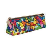 FZQVSLCM Pencil Case Leather Pen Bags Travel Makeup Bag Bright Geometric Shapes Toiletry Bag Portable Cosmetic Bags Coin Purse