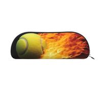 FZQVSLCM Pencil Case Leather Pen Bags Travel Makeup Bag Burning tennis pictures Toiletry Bag Portable Cosmetic Bags Coin Purse, Silver, One size