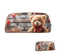 FZQVSLCM Pencil Case Leather Pen Bags Travel Makeup Bag Cute Bear Valentine Gift Toiletry Bag Portable Cosmetic Bags Coin Purse, Gold, One size
