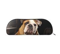 FZQVSLCM Pencil Case Leather Pen Bags Travel Makeup Bag English-Bulldog Toiletry Bag Portable Cosmetic Bags Coin Purse, Gold, One size