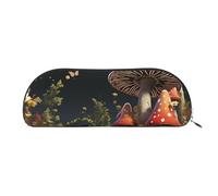 FZQVSLCM Pencil Case Leather Pen Bags Travel Makeup Bag Fairy tale style mushrooms Toiletry Bag Portable Cosmetic Bags Coin Purse, Silver, One size