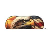 FZQVSLCM Pencil Case Leather Pen Bags Travel Makeup Bag Flag and Eagle Toiletry Bag Portable Cosmetic Bags Coin Purse, Gold, One size