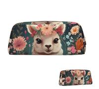 FZQVSLCM Pencil Case Leather Pen Bags Travel Makeup Bag Flower Alpaca Toiletry Bag Portable Cosmetic Bags Coin Purse, Gold, One size