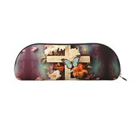 FZQVSLCM Pencil Case Leather Pen Bags Travel Makeup Bag Flower branches on the cross Toiletry Bag Portable Cosmetic Bags Coin Purse, Gold, One size