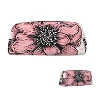 FZQVSLCM Pencil Case Leather Pen Bags Travel Makeup Bag Flower doodle Toiletry Bag Portable Cosmetic Bags Coin Purse, Gold, One size