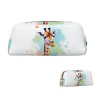 FZQVSLCM Pencil Case Leather Pen Bags Travel Makeup Bag Giraffe art illustration Toiletry Bag Portable Cosmetic Bags Coin Purse, Gold, One size
