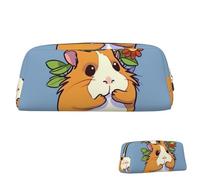 FZQVSLCM Pencil Case Leather Pen Bags Travel Makeup Bag Guinea Toiletry Bag Portable Cosmetic Bags Coin Purse, Gold, One Size