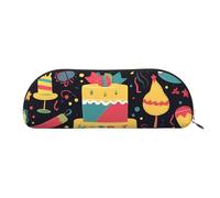 FZQVSLCM Pencil Case Leather Pen Bags Travel Makeup Bag Happy birthday images Toiletry Bag Portable Cosmetic Bags Coin Purse, Gold, One Size
