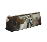 FZQVSLCM Pencil Case Leather Pen Bags Travel Makeup Bag Horse Running in Field Toiletry Bag Portable Cosmetic Bags Coin Purse