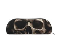 FZQVSLCM Pencil Case Leather Pen Bags Travel Makeup Bag Leather Rose Skull Toiletry Bag Portable Cosmetic Bags Coin Purse, Silver, One size
