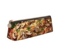 FZQVSLCM Pencil Case Leather Pen Bags Travel Makeup Bag Pizza with Mushrooms and Tomatoes Toiletry Bag Portable Cosmetic Bags Coin Purse