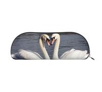 FZQVSLCM Pencil Case Leather Pen Bags Travel Makeup Bag Romantic White Swan Toiletry Bag Portable Cosmetic Bags Coin Purse, Gold, One size