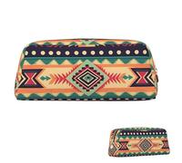 FZQVSLCM Pencil Case Leather Pen Bags Travel Makeup Bag Southwestern style pattern Toiletry Bag Portable Cosmetic Bags Coin Purse, Gold, One size