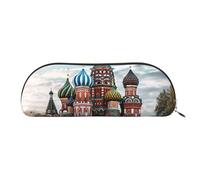 FZQVSLCM Pencil Case Leather Pen Bags Travel Makeup Bag St Basil Cathedral Red In Moscow Toiletry Bag Portable Cosmetic Bags Coin Purse, Gold, One size