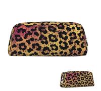 FZQVSLCM Pencil Case Leather Pen Bags Travel Makeup Bag Star leopard print Toiletry Bag Portable Cosmetic Bags Coin Purse, Silver, One Size