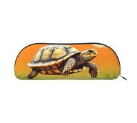 FZQVSLCM Pencil Case Leather Pen Bags Travel Makeup Bag Tortoise Turtle Jumping Toiletry Bag Portable Cosmetic Bags Coin Purse, Silver, One Size