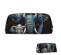 FZQVSLCM Pencil Case Leather Pen Bags Travel Makeup Bag Two elephants Toiletry Bag Portable Cosmetic Bags Coin Purse, Silver, One Size