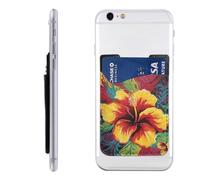 FZQVSLCM Phone Wallet Stick on,Phone Card Holder for Back of Phone Case,Leather Cellphone Cases Colorful hibiscus Credit Card Sleeve Credit Card Holder for Cell Phone,ID Cards Pouch