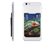 FZQVSLCM Phone Wallet Stick on,Phone Card Holder for Back of Phone Case,Leather Cellphone Cases Cute Chameleon Credit Card Sleeve Credit Card Holder for Cell Phone,ID Cards Pouch