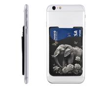 FZQVSLCM Phone Wallet Stick on,Phone Card Holder for Back of Phone Case,Leather Cellphone Cases Elephant and Butterfly Credit Card Sleeve Credit Card Holder for Cell Phone,ID Cards Pouch