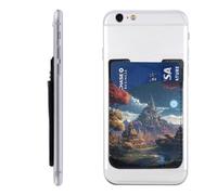 FZQVSLCM Phone Wallet Stick on,Phone Card Holder for Back of Phone Case,Leather Cellphone Cases Fantasy Town Credit Card Sleeve Credit Card Holder for Cell Phone,ID Cards Pouch