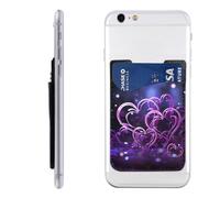 FZQVSLCM Phone Wallet Stick on,Phone Card Holder for Back of Phone Case,Leather Cellphone Cases Fashional Purple Hearts Credit Card Sleeve Credit Card Holder for Cell Phone,ID Cards Pouch