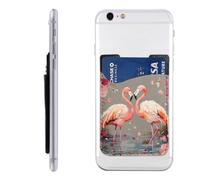 FZQVSLCM Phone Wallet Stick on,Phone Card Holder for Back of Phone Case,Leather Cellphone Cases Flamingos and Flowers Credit Card Sleeve Credit Card Holder for Cell Phone,ID Cards Pouch