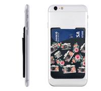 FZQVSLCM Phone Wallet Stick on,Phone Card Holder for Back of Phone Case,Leather Cellphone Cases Flower camera Credit Card Sleeve Credit Card Holder for Cell Phone,ID Cards Pouch