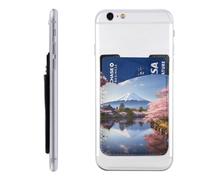 FZQVSLCM Phone Wallet Stick on,Phone Card Holder for Back of Phone Case,Leather Cellphone Cases Mount Fuji Cherry Blossom Trees Credit Card Sleeve Credit Card Holder for Cell Phone,ID Cards Pouch
