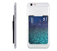 FZQVSLCM Phone Wallet Stick on,Phone Card Holder for Back of Phone Case,Leather Cellphone Cases Teal Glitter Credit Card Sleeve Credit Card Holder for Cell Phone,ID Cards Pouch