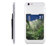 FZQVSLCM Phone Wallet Stick on,Phone Card Holder for Back of Phone Case,Leather Cellphone Cases Tropical Rainforest Credit Card Sleeve Credit Card Holder for Cell Phone,ID Cards Pouch