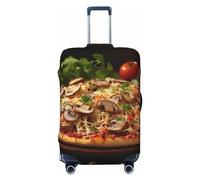 FZQVSLCM Pizza with Mushrooms and Tomatoes Travel Luggage Cover Elastic Washable Suitcase Protector Anti-scratch Thicken Baggage Covers Fit 18-32 Inch, Black, M