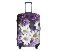FZQVSLCM Purple White Flowers Travel Luggage Cover Elastic Washable Suitcase Protector Anti-scratch Thicken Baggage Covers Fit 18-32 Inch, Black, M