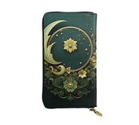 FZQVSLCM Ramadan on green wallpaper Leather Wallet for Women Long Coin Purse Ultra Slim Credit Cards Holder Bifold Clutch