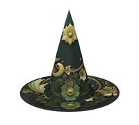 FZQVSLCM Ramadan on green wallpaper Witch Hat Oversized Halloween Witches Hats for Women Men Costume Cosplay Party Accessory 2 PCS