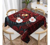 FZQVSLCM Red Tribal Pattern Square Tablecloths 55 x 55 Inch Waterproof Table Cloth Wrinkle Free Farmhouse Dining Table Cover Heavy Duty Fabric Table Cover for Dinner Holiday Party
