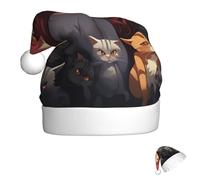 FZQVSLCM Santa Hat A girl who loves cats Christmas Hat with Plush Brim Santa Claus Hats Thicken Xmas Hats Party Headwear